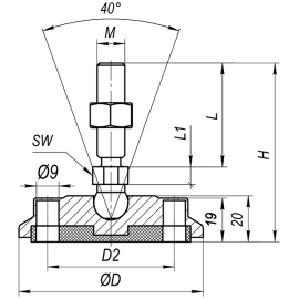 Опоры с крепежными отверстиями и пластиной антискольжения, 20° нерж.сталь черный Алтервиа A00024