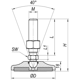 Опоры шарнирные дисковые с пластиной антискольжения, 20° сталь желтый Алтервиа A00055