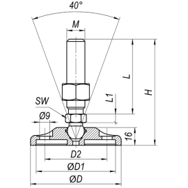 Опоры шарнирные дисковые со сквозными отверстиями, 20° нерж.сталь A00054 Алтервиа