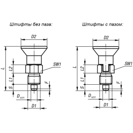 Штифты стопорные резьбовые с ручкой из пластика короткие Алтервиа A00356