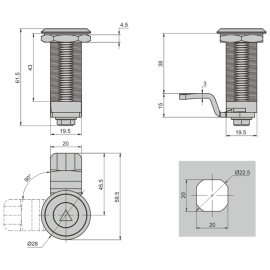 Замки поворотные из нержавеющей стали с выступом Алтервиа A40101.063D338