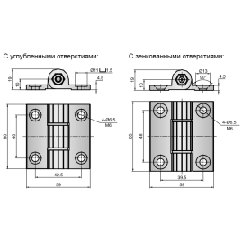Петли шарнирные из алюминия с регулировкой усилия Алтервиа A40202.635