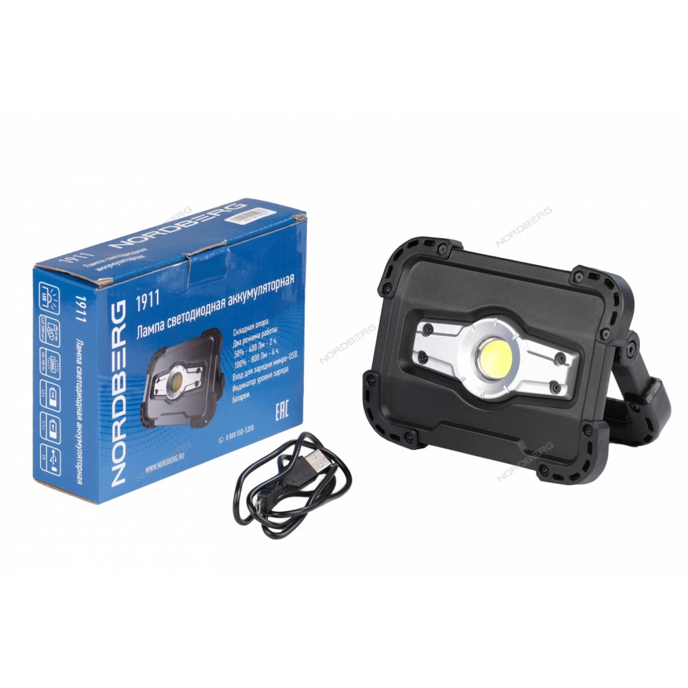 Лампа светодиодная, стационарная, аккумуляторная, 10 В NORDBERG 1911