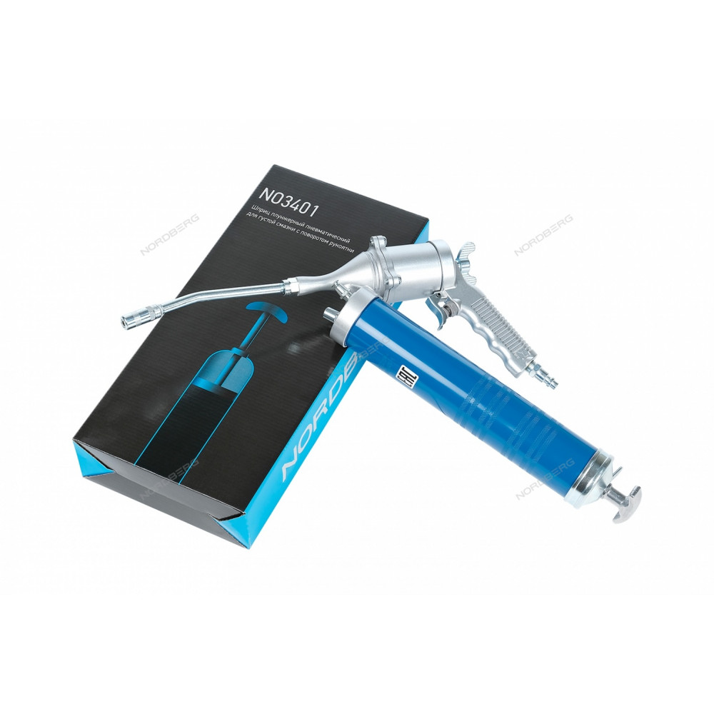 Шприц плунжерный пневматический для густой смазки, 400мл, с поворотом рукоятки NORDBERG NO3401