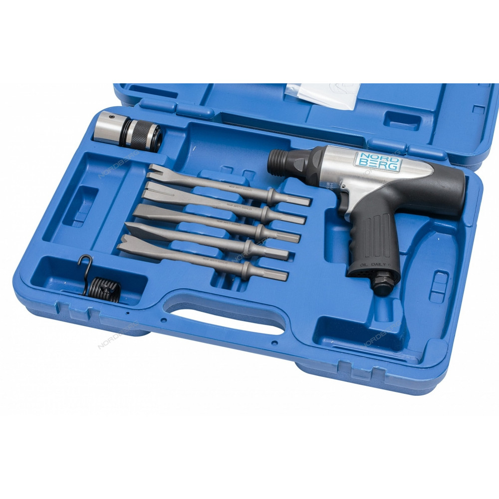 Пнемозубило в кейсе + 5 насадок + быстросъемн.адаптер (HA67-KIT) NORDBERG NP5067