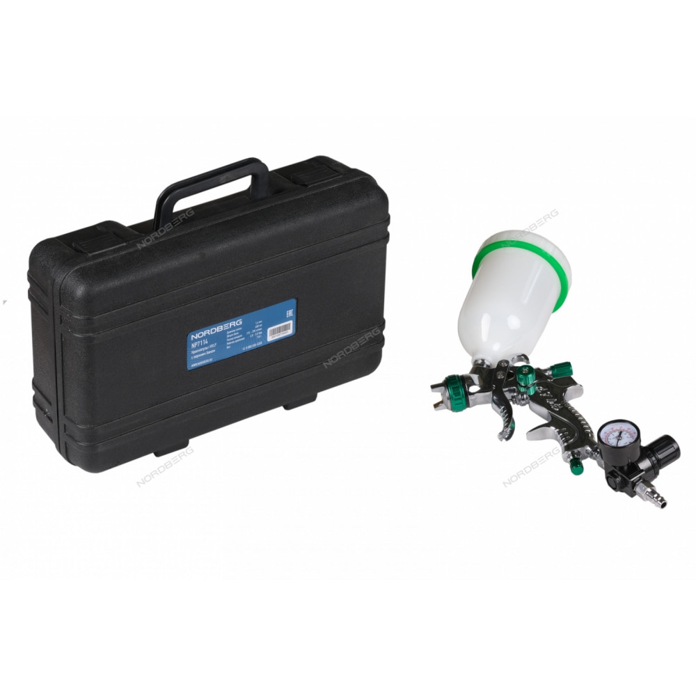 Краскопульт HVLP с верхним баком, сопло 1,4 мм, в кейсе NORDBERG NP7114