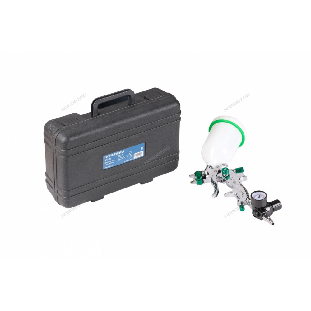 Краскопульт HVLP с верхним баком, сопло 1,7 мм, в кейсе NORDBERG NP7117