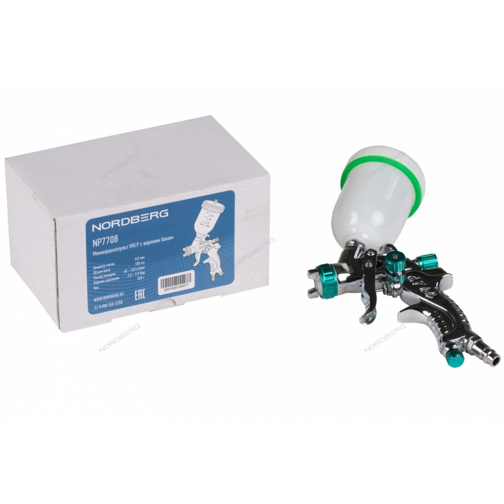 Миникраскопульт HVLP с верхним баком, сопло 0,8 мм NORDBERG NP7708