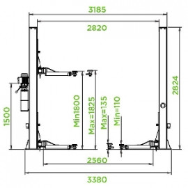 Подъемник двухстоечный г/п 3200 кг. электрогидравлический Puli PL-3.5-2B