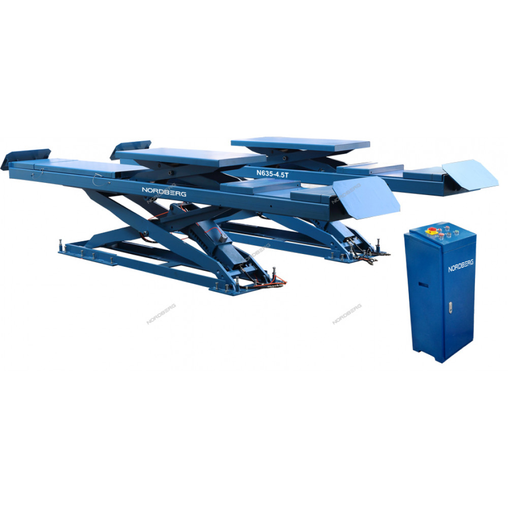 Подъемник ножничный для сход-развала г/п 4,5 т, 2 уровня подъема (с аварийным опусканием) NORDBERG N635-4,5 (380В)