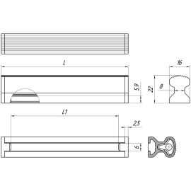 Ручки профильные из алюминия рифленые регулируемые без креплений Алтервиа A00130