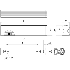 Ручки профильные из алюминия рифленые регулируемые с регулируемым креплением Алтервиа A00130