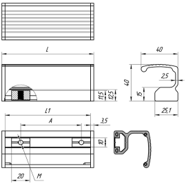 Ручки профильные из алюминия рифленые угловые с регулируемыми креплениями Алтервиа A00132
