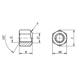 K0702 Гайки шестигранные DIN 6330 1,5xD