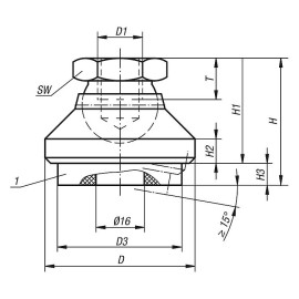 K0420 Опоры шарнирные виброизолирующие, 15°