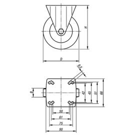 K1760 Ролики антистатические усиленные с крепежной пластиной