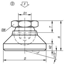 K0395 Опоры шарнирные со внутренней резьбой, 15°