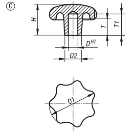 K0151 Ручки звездообразные DIN 6336 из чугуна