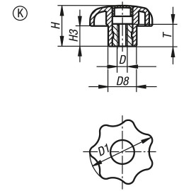 K0155 Ручки звездообразные DIN 6336 антистатические