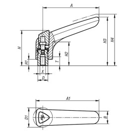 K0981 Рычаги зажимные из пластика и стали с кнопкой, ВР