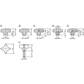 K0147 Ручки крестообразные DIN 6335 из чугуна