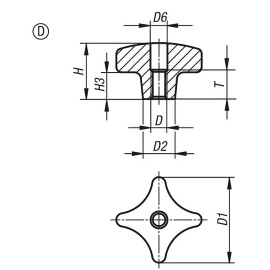 K0147 Ручки крестообразные DIN 6335 из чугуна