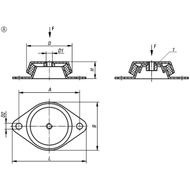 K0687 Виброопоры резинометаллические с креплением и крышкой