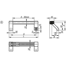K0131 Ручки трубчатые из алюминия с крепежными болтами