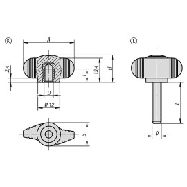 K0274 Ручки барашки NATURE grip маленькие