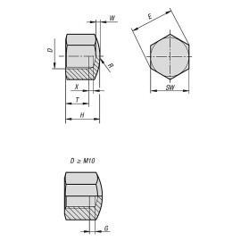 K1801 Гайки колпачковые DIN 917 шестигранные низкие