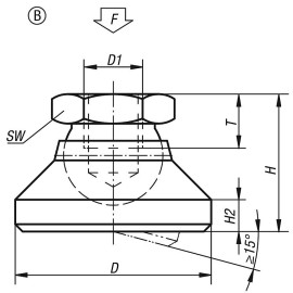 K0395 Опоры шарнирные со внутренней резьбой, 15°