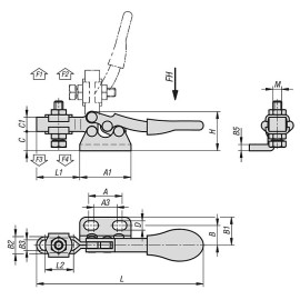 K1544 Прижимы механические, горизонтальное основание справа