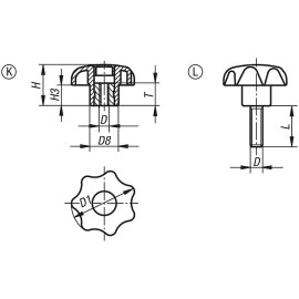K0155 Ручки звездообразные DIN 6336 антистатические