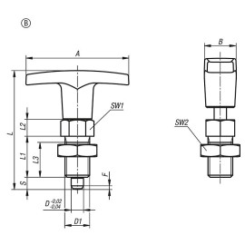 K1124 Штифты стопорные резьбовые с Т-образной ручкой