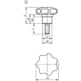 K1514 Ручки звездообразные с выступающей втулкой