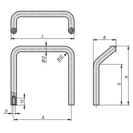 K0207 Ручки бугельные круглого сечения из стали угловые