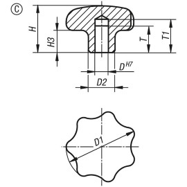 K0150 Ручки звездообразные DIN 6336 из нержавеющей стали