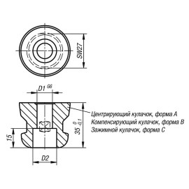 K0968 Пальцы центрирующие UNI lock со сквозным отверстием