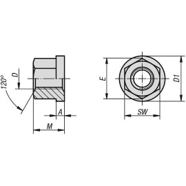 K0701 Гайки шестигранные DIN 6331 1,5xD высокие с фланцем