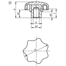 K0153 Ручки звездообразные с выступающей втулкой из нерж. стали