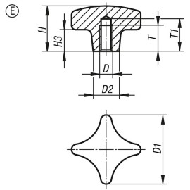 K0147 Ручки крестообразные DIN 6335 из чугуна