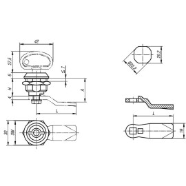 K0524 (K0523) Замки поворотные из цинка с фиксацией ключа