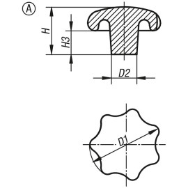 K0151 Ручки звездообразные DIN 6336 из чугуна