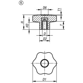 K1090 Ручки звездообразные усиленные