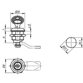 K1107 (K1114) Замки поворотные из нержавеющей стали с ключами