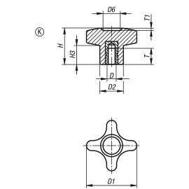 K1089 Ручки крестообразные усиленные