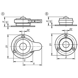 K1734 Ролики шаровые с фланцем и крепежными отверстиями
