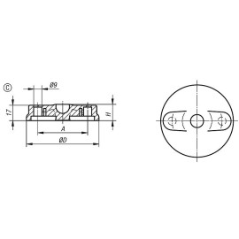 K0415 Основания шарнирных опор из пластика, 20°