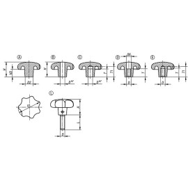 K0151 Ручки звездообразные DIN 6336 из чугуна