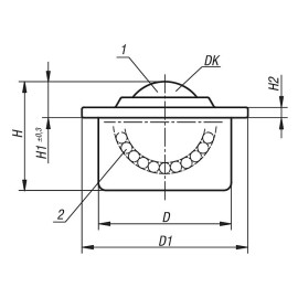 K0761 Ролики шаровые с шариком из пластика и фланцем